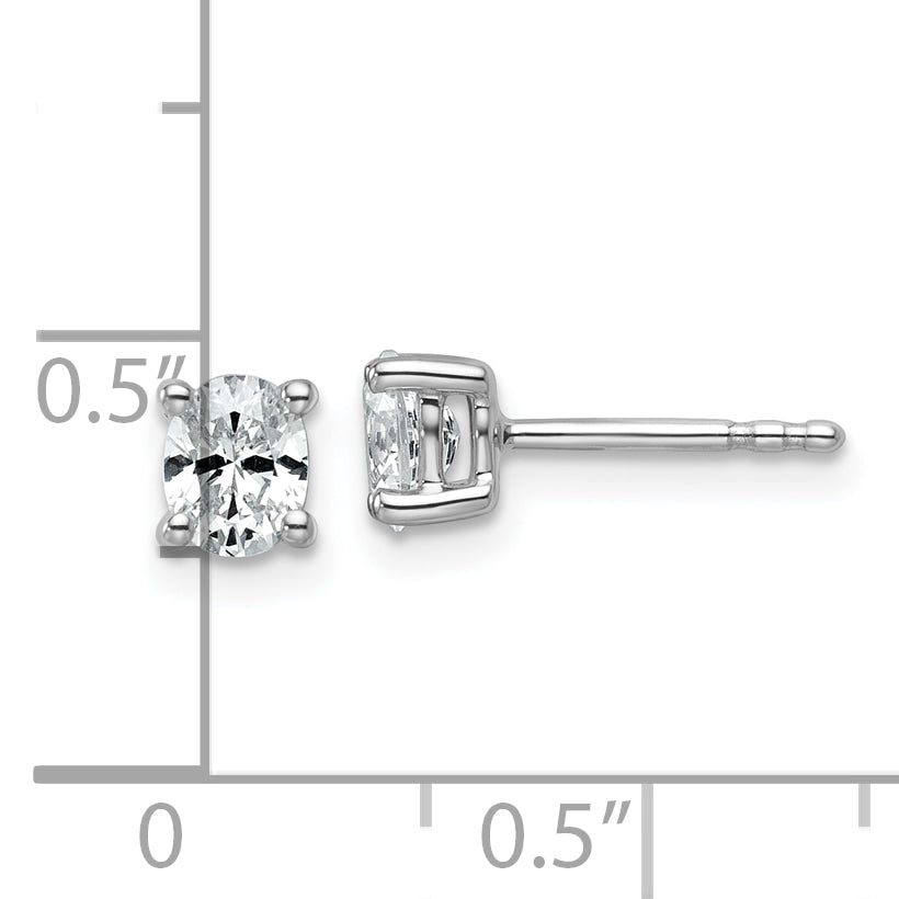 14K White Gold 1/2 ct Lab-Created Diamond VS/SI+ G+, Oval-Cut 4-Prong Stud Earrings