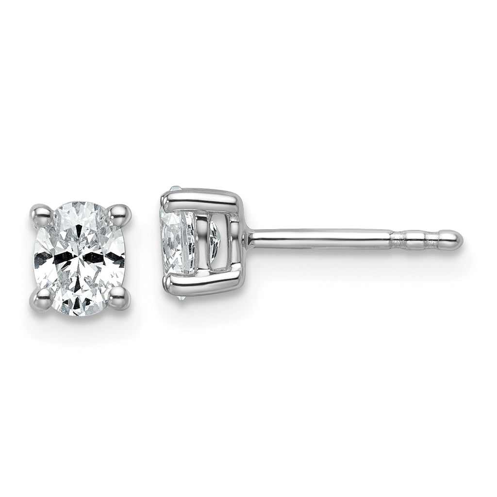 14K White Gold 1/2 ct Lab-Created Diamond VS/SI+ G+, Oval-Cut 4-Prong Stud Earrings