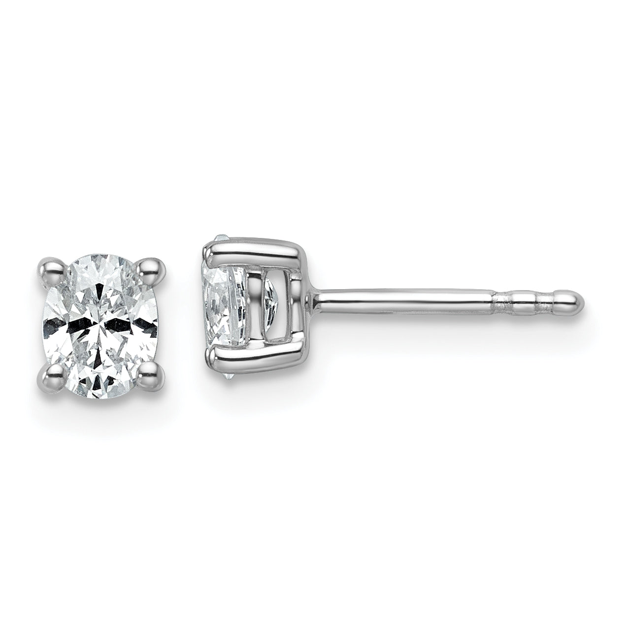 14K White Gold 1/2 ct Certified Lab-Created Diamond VS/SI+ G+, Oval-Cut 4-Prong Stud Earrings