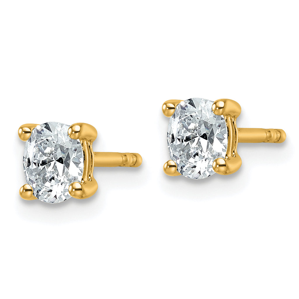 14K Yellow Gold 1/2 ct Lab-Created Diamond VS+ F+, Oval-Cut 4-Prong Stud Earrings