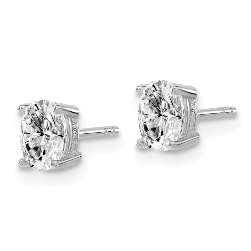 14K White Gold 5/8 ct Lab-Created Diamond VS+ F+, Oval-Cut 4-Prong Stud Earrings