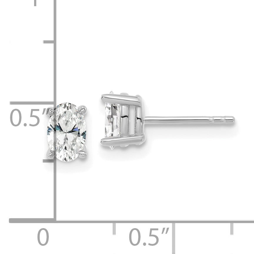 14K White Gold 5/8 ct Lab-Created Diamond VS+ F+, Oval-Cut 4-Prong Stud Earrings
