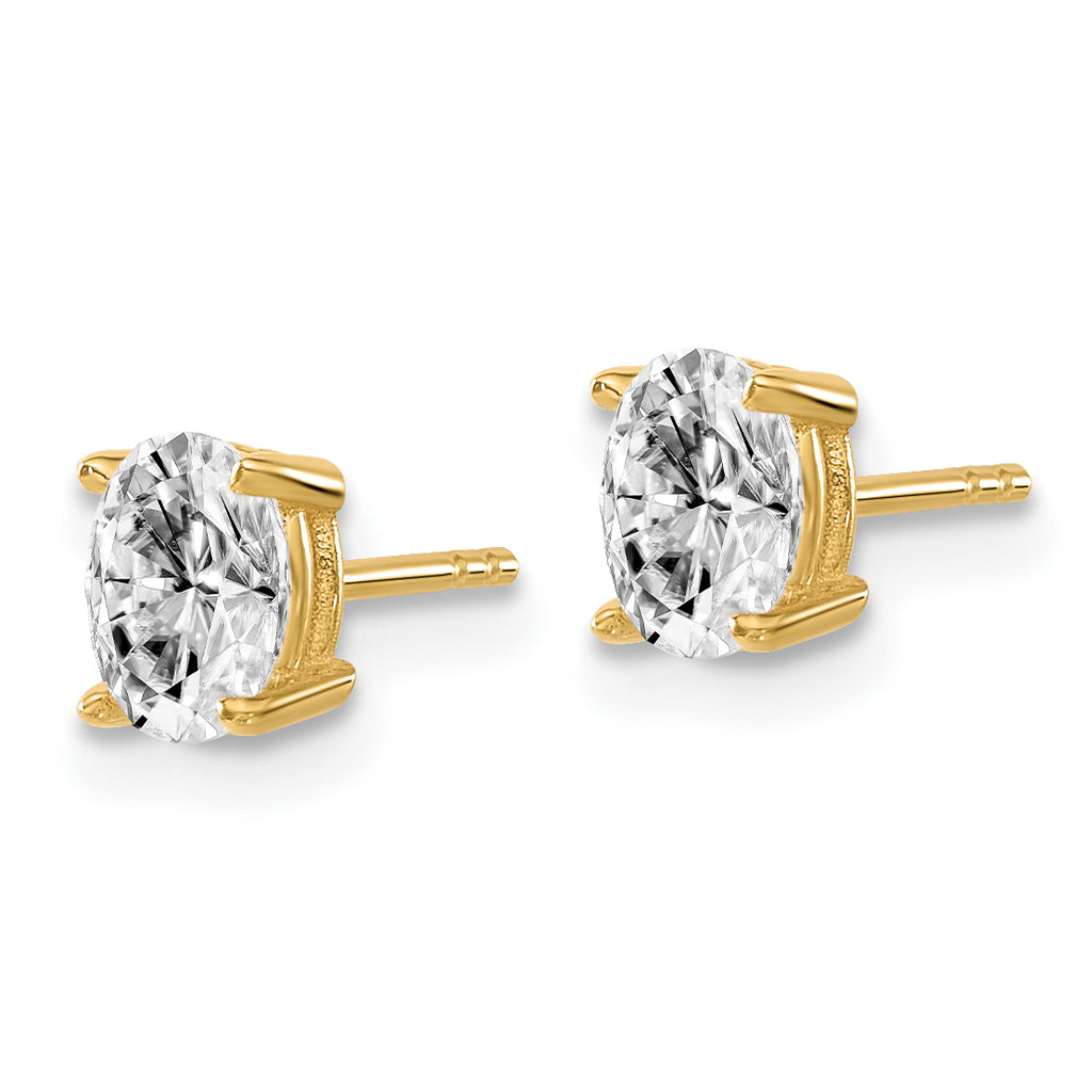 14K Yellow Gold 5/8 ct Lab-Grown Diamond Oval Stud Earrings