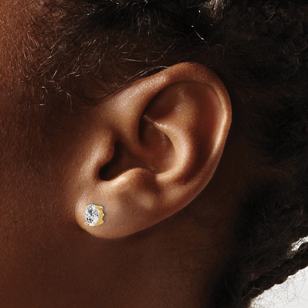 14K Yellow Gold 5/8 ct Lab-Created Diamond VS/SI+ G+, Oval-Cut 4-Prong Stud Earrings