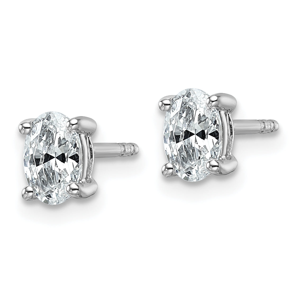 14K White Gold 3/4 ct Lab-Created Diamond VS/SI+ G+, Oval-Cut 4-Prong Stud Earrings Secondary image