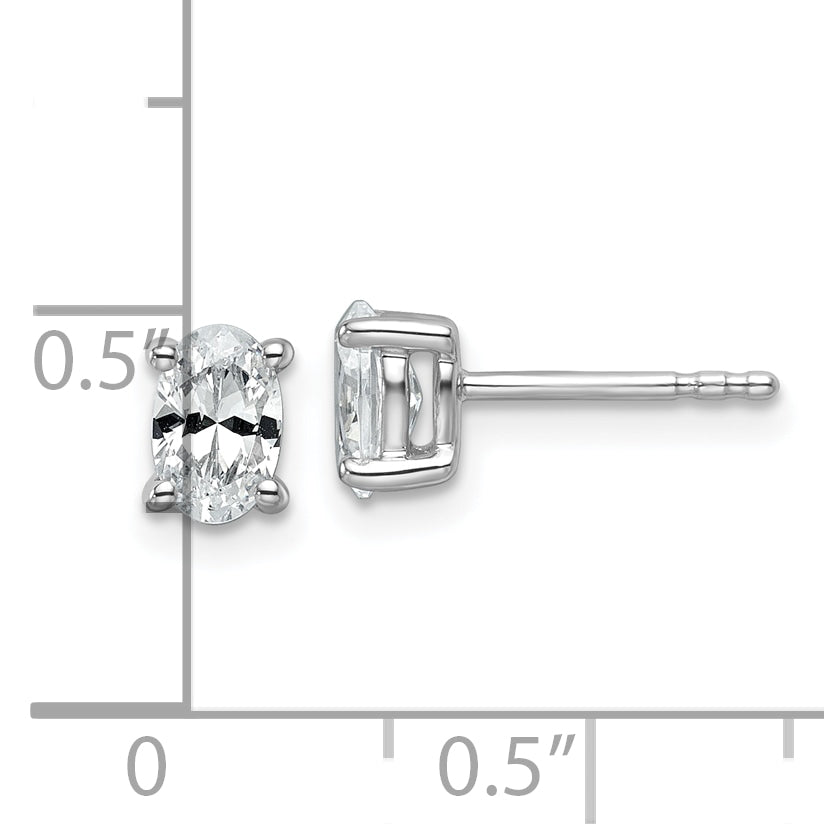 14K White Gold 3/4 ct Certified Lab-Created Diamond VS+ F+, Oval-Cut 4-Prong Stud Earrings