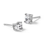 14K White Gold 3/4 ct Lab-Created Diamond VS/SI+ G+, Oval-Cut 4-Prong Stud Earrings