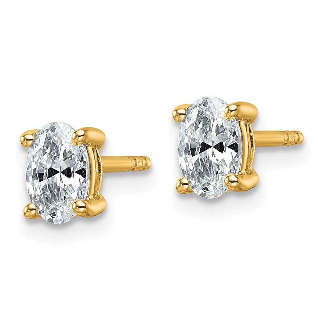 14K Yellow Gold 3/4 ct Lab-Created Diamond VS+ F+, Oval-Cut 4-Prong Stud Earrings