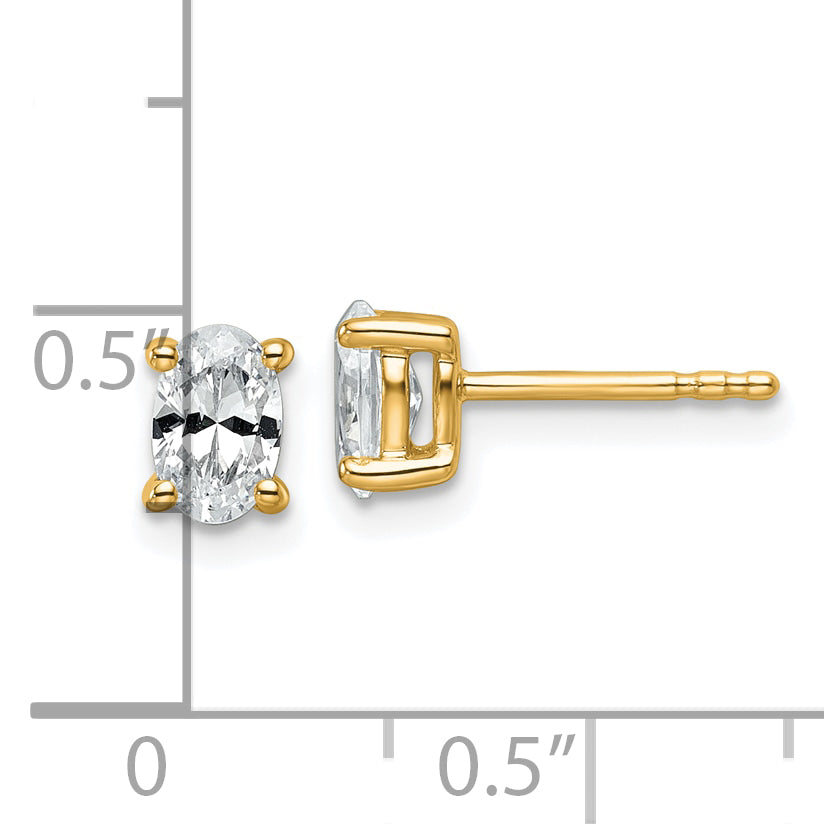 14K Yellow Gold 3/4 ct Certified Lab-Created Diamond VS+ F+, Oval-Cut 4-Prong Stud Earrings