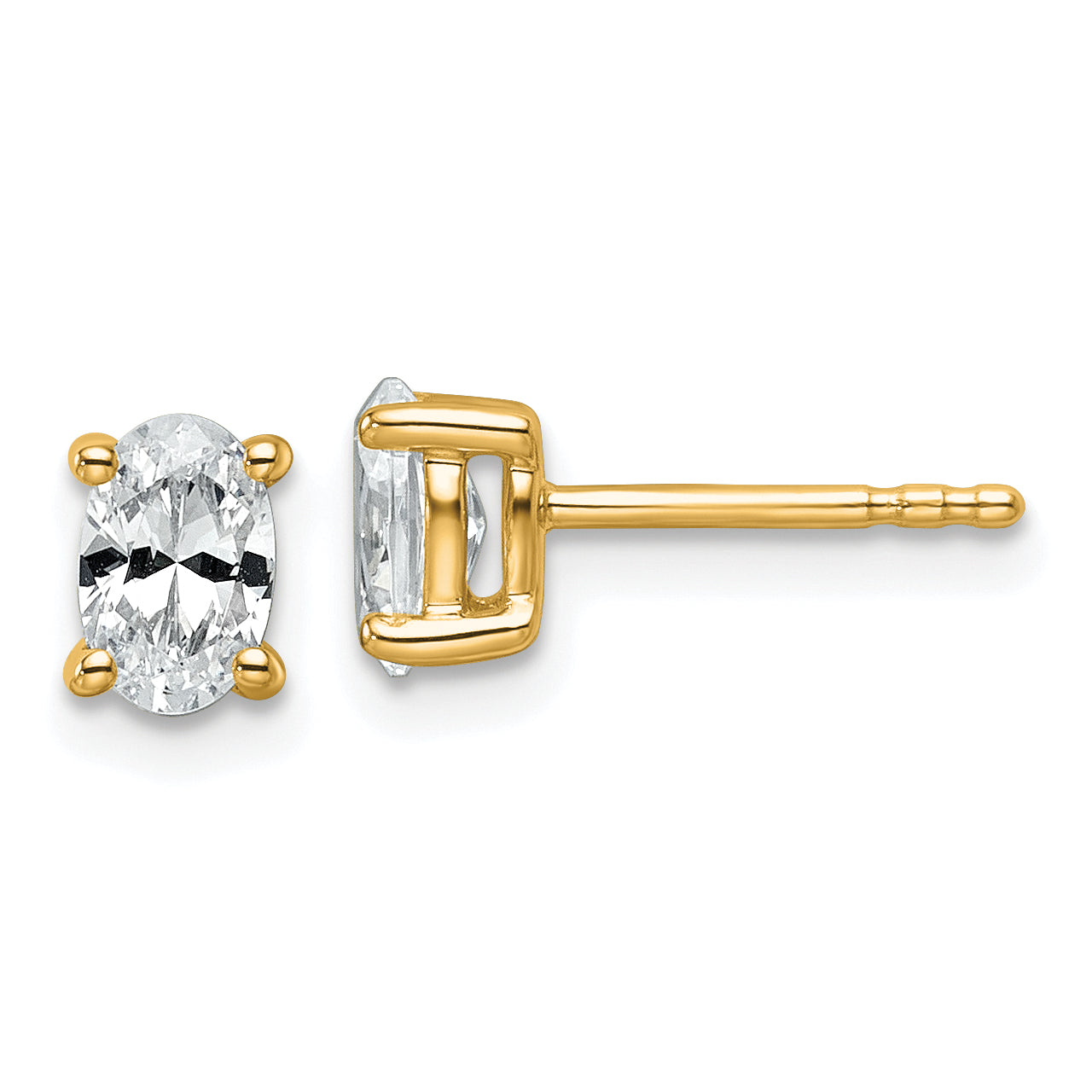 14k 3/4 carat Lab Grown Diamond VS/SI+ G+ Complete Oval Four Prong Stud Earrings