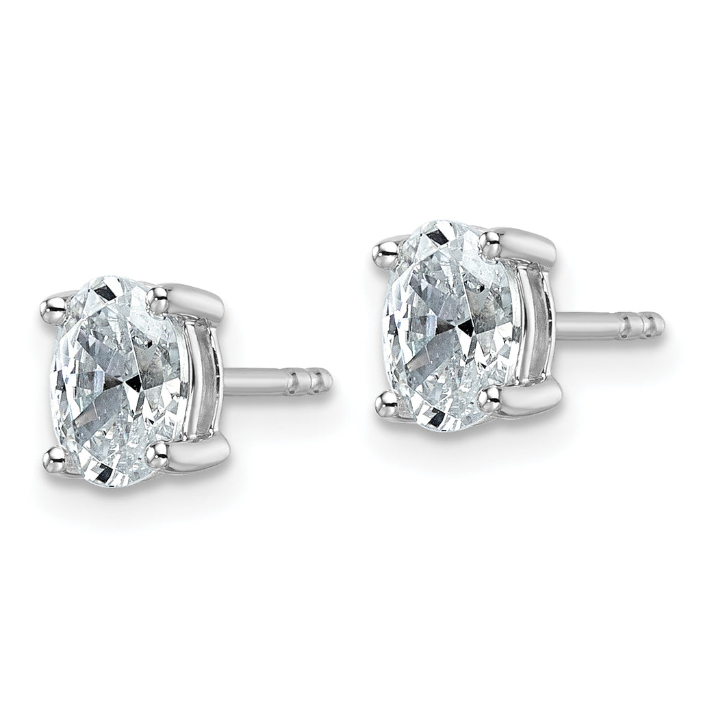14K White Gold 1 ct Certified Lab-Created Diamond VS/SI+ G+, Oval-Cut 4-Prong Stud Earrings
