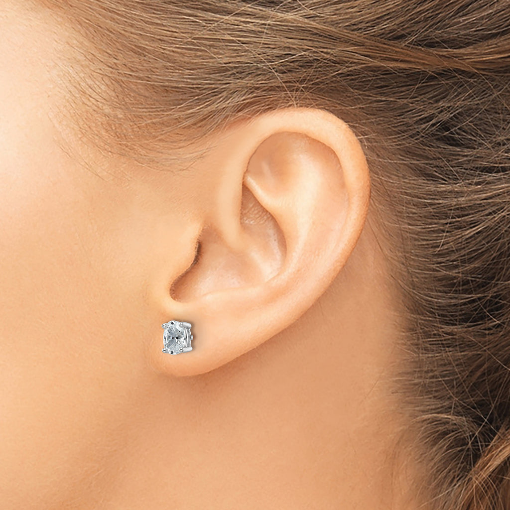 14K White Gold 1 ct Lab-Created Diamond VS/SI+ G+, Oval-Cut 4-Prong Stud Earrings