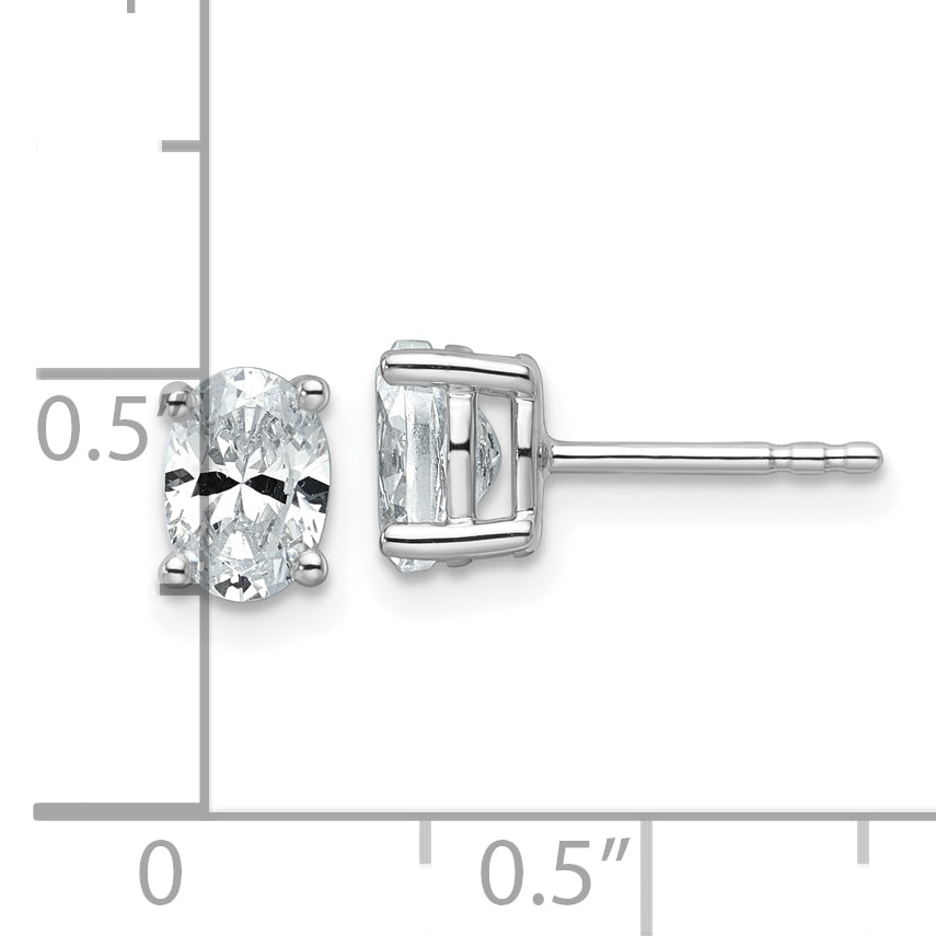 14K White Gold 1 ct Lab-Created Diamond VS/SI+ G+, Oval-Cut 4-Prong Stud Earrings