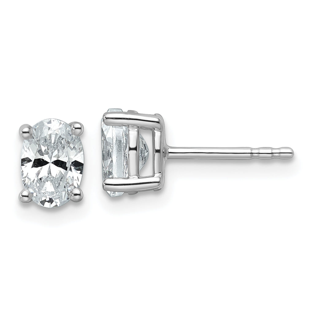 14K White Gold 1 ct Certified Lab-Created Diamond VS/SI+ G+, Oval-Cut 4-Prong Stud Earrings