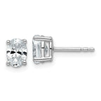 14K White Gold 1 ct Certified Lab-Created Diamond VS/SI+ G+, Oval-Cut 4-Prong Stud Earrings