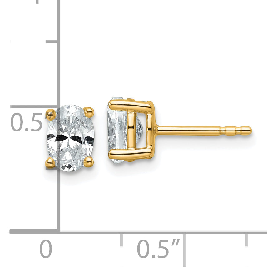 14K Yellow Gold 1 ct Lab-Created Diamond VS/SI+ G+, Oval-Cut 4-Prong Stud Earrings