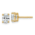 14K Yellow Gold 1 ct Certified Lab-Created Diamond VS/SI+ G+, Oval-Cut 4-Prong Stud Earrings