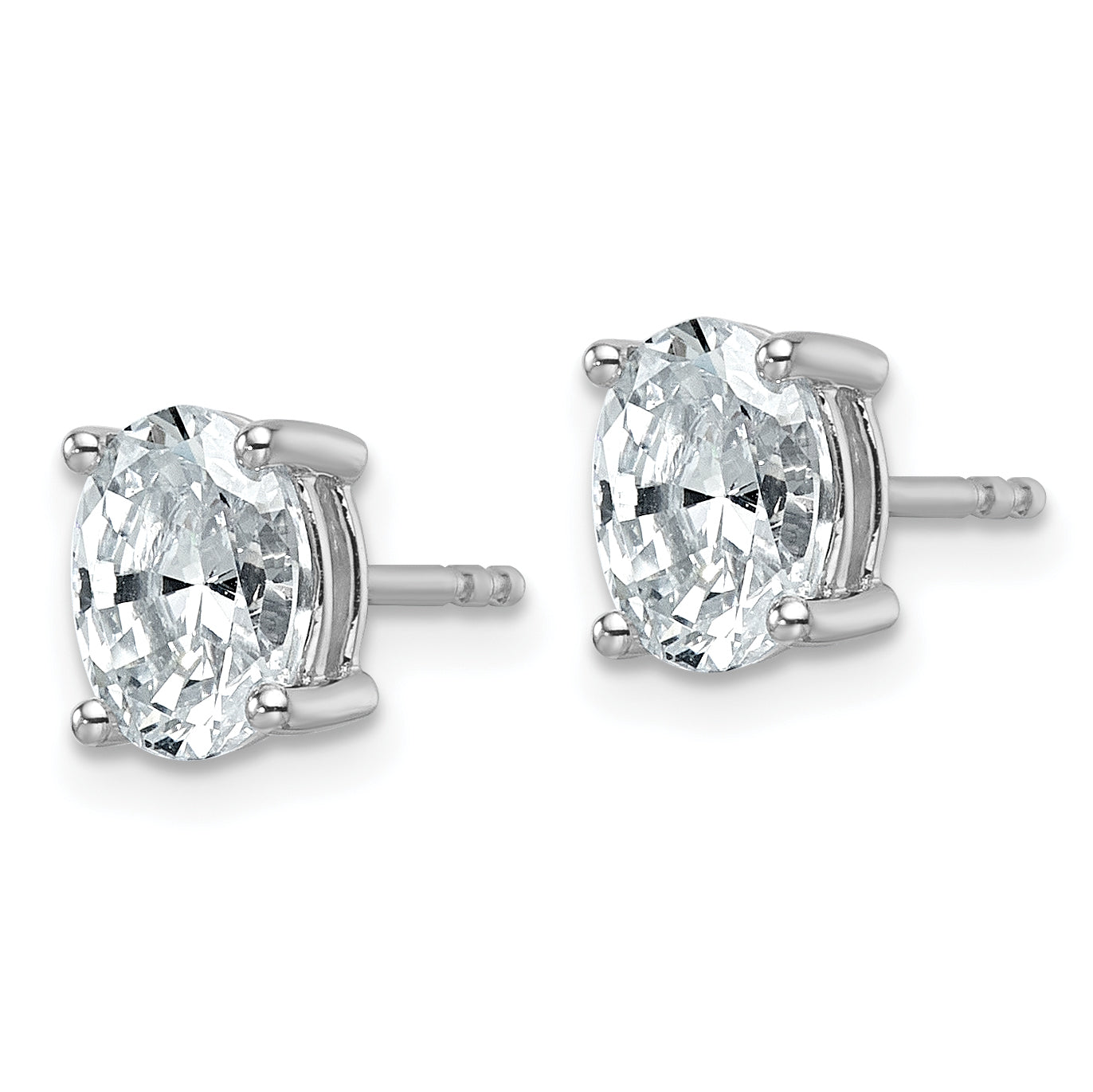 14k White Gold 1 1/2 carat Certified Lab Grown Diamond VS/SI+ G+ Complete Oval Four Prong Stud Earrings