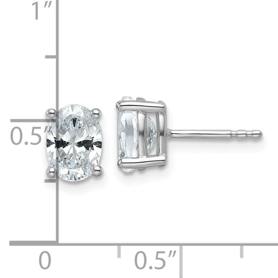14K White Gold 1 1/2 ct Certified Lab-Created Diamond VS+ F+, Oval-Cut 4-Prong Stud Earrings