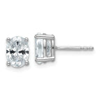 14K White Gold 1 1/2 ct Certified Lab-Created Diamond VS+ F+, Oval-Cut 4-Prong Stud Earrings