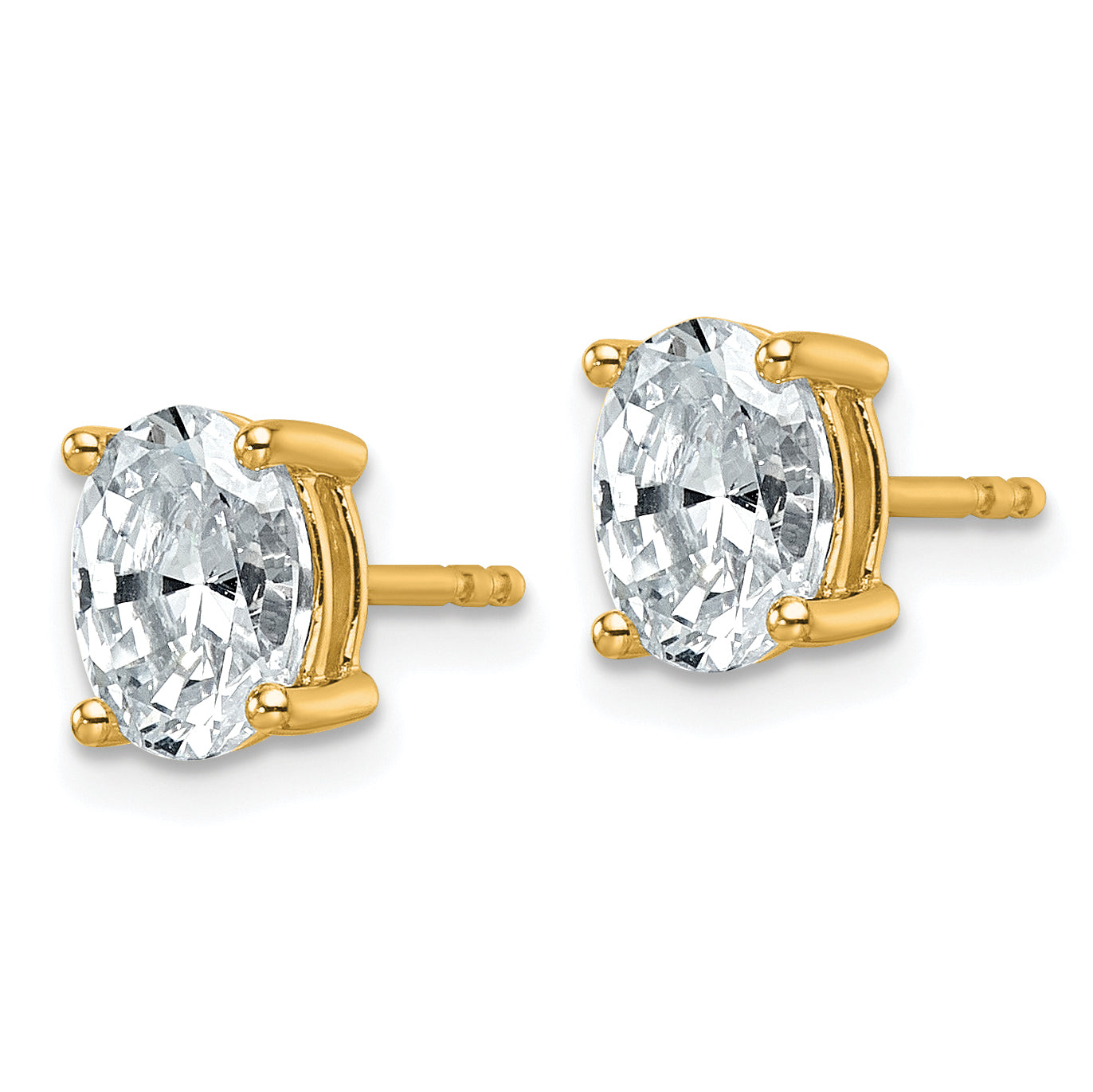 14K Yellow Gold 1 1/2 ct Certified Lab-Created Diamond VS+ F+, Oval-Cut 4-Prong Stud Earrings