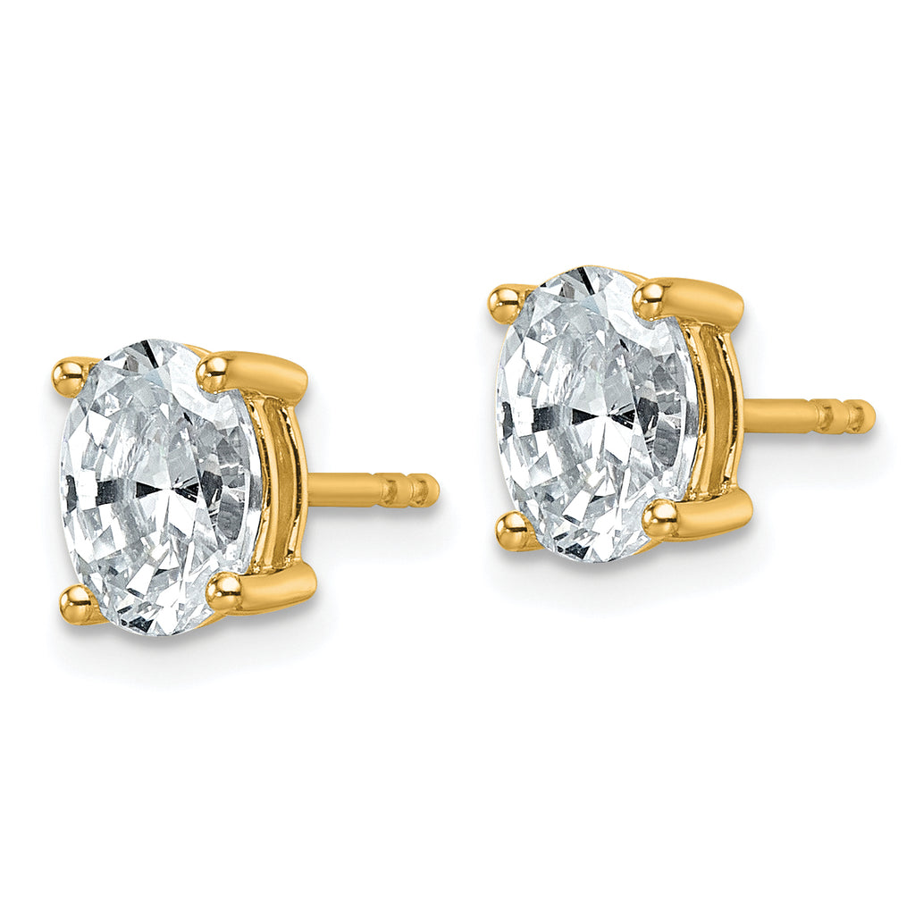 14K Yellow Gold 1 1/2 ct Certified Lab-Created Diamond VS/SI+ G+, Oval-Cut 4-Prong Stud Earrings