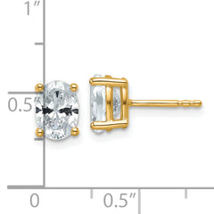 14k 1 1/2 carat Lab Grown Diamond VS+ F+ Complete Oval Four Prong Stud Earrings