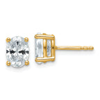 14K Yellow Gold 1 1/2 ct Certified Lab-Created Diamond VS/SI+ G+, Oval-Cut 4-Prong Stud Earrings