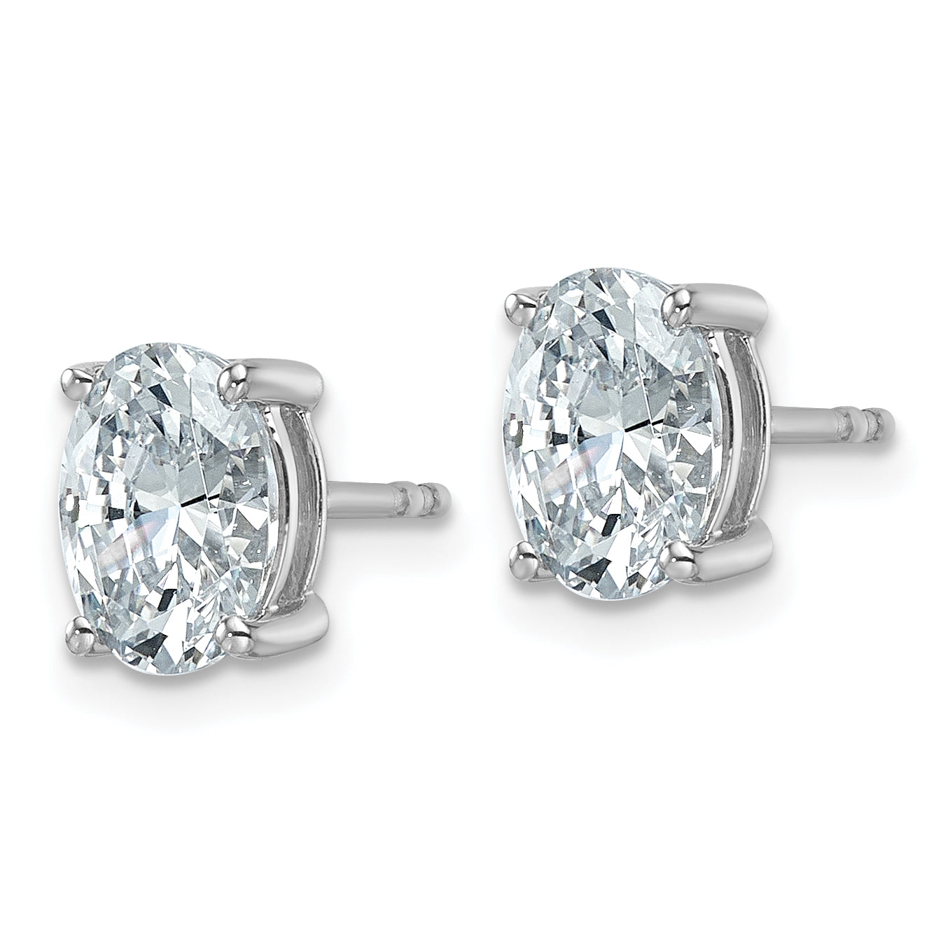 14K White Gold 2 ct Certified Lab-Created Diamond VS+ F+, Oval-Cut 4-Prong Stud Earrings
