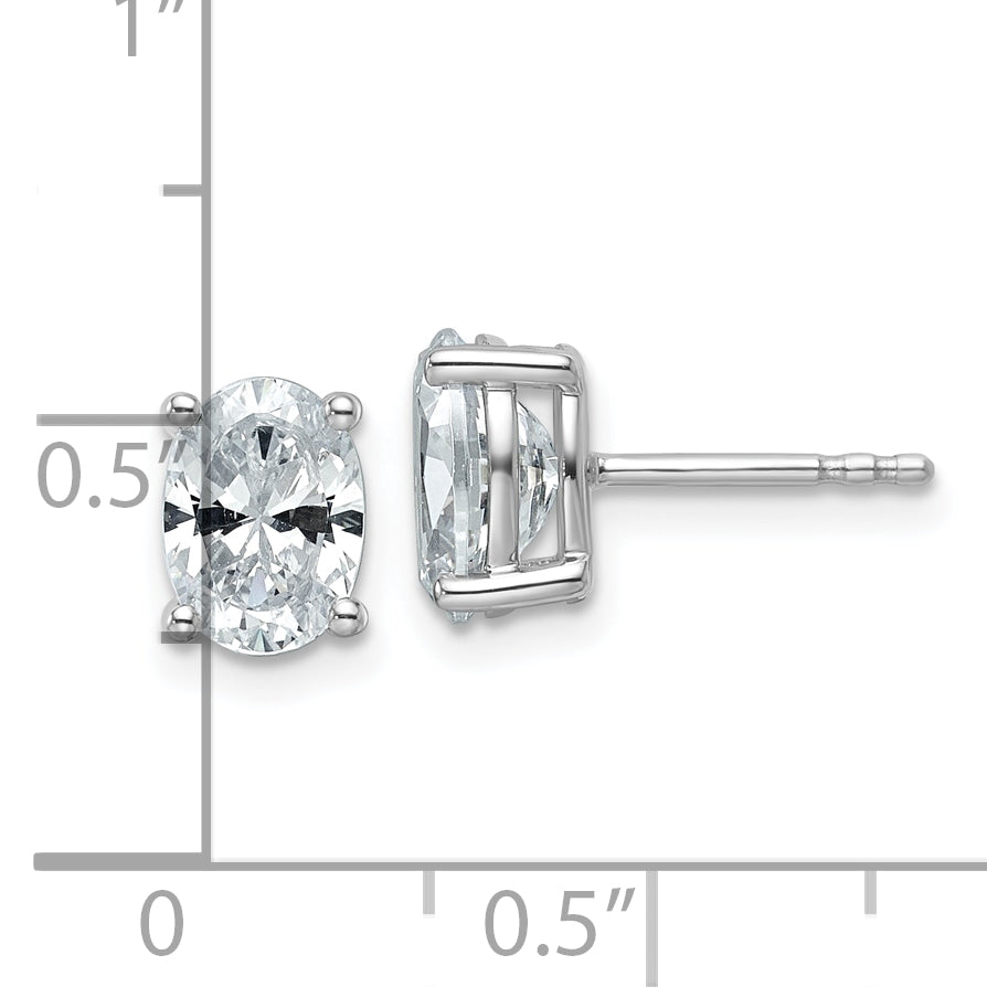 14K White Gold 2 ct Certified Lab-Created Diamond VS/SI+ G+, Oval-Cut 4-Prong Stud Earrings