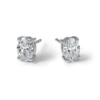 14K White Gold 2 ct Certified Lab-Created Diamond VS/SI+ G+, Oval-Cut 4-Prong Stud Earrings