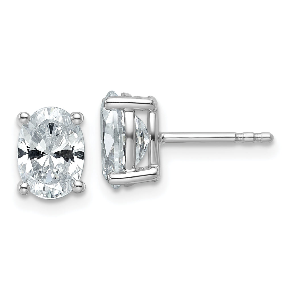 14K White Gold 2 ct Lab-Created Diamond VS/SI+ G+, Oval-Cut 4-Prong Stud Earrings