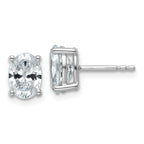 14K White Gold 2 ct Lab-Created Diamond VS/SI+ G+, Oval-Cut 4-Prong Stud Earrings