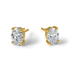 14K Yellow Gold 2 ct Lab-Created Diamond VS/SI+ G+, Oval-Cut 4-Prong Stud Earrings