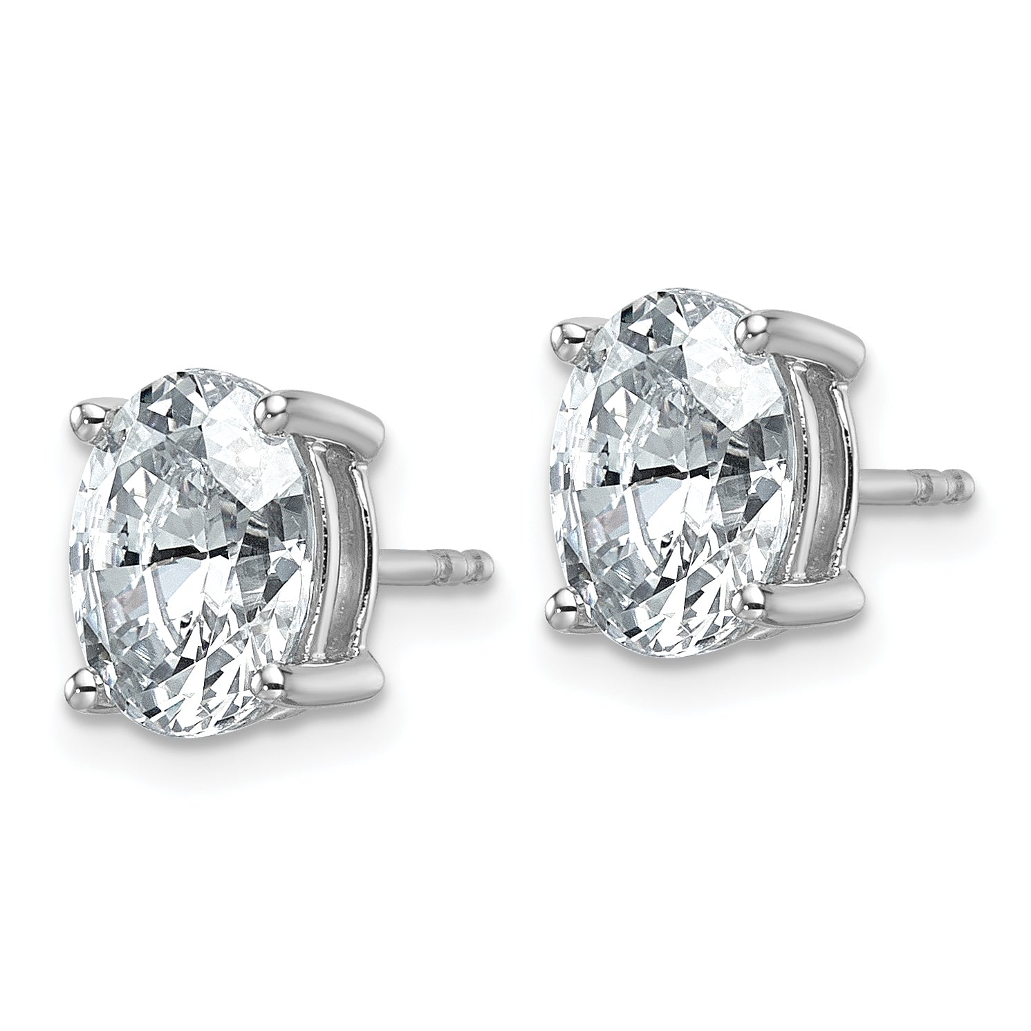 14K White Gold 3 ct Lab-Created Diamond VS+ F+, Oval-Cut 4-Prong Stud Earrings Secondary image