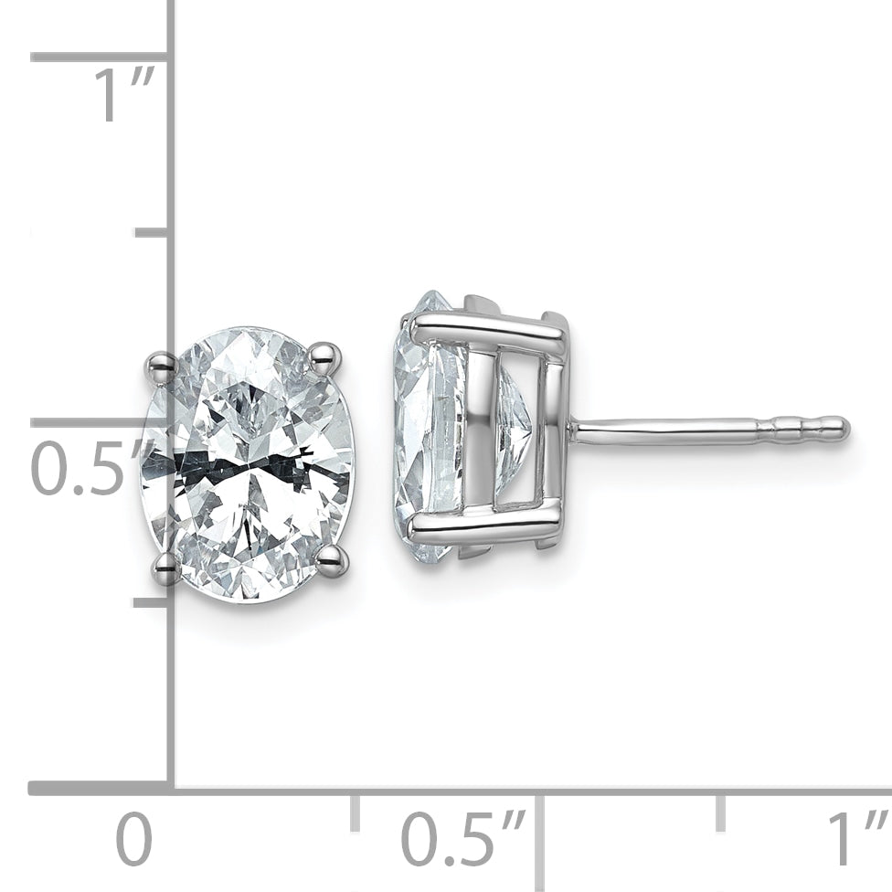 14K White Gold 3 ct Lab-Created Diamond VS+ F+, Oval-Cut 4-Prong Stud Earrings