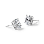 14K White Gold 3 ct Certified Lab-Created Diamond VS+ F+, Oval-Cut 4-Prong Stud Earrings