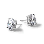 14K White Gold 3 ct Certified Lab-Created Diamond VS+ F+, Oval-Cut 4-Prong Stud Earrings