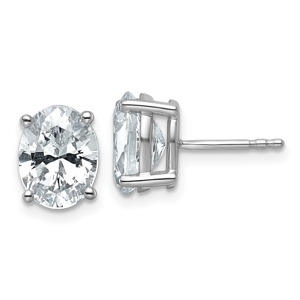 14K White Gold 3 ct Certified Lab-Created Diamond VS/SI+ G+, Oval-Cut 4-Prong Stud Earrings