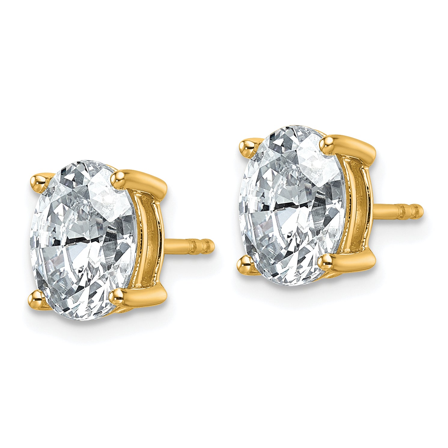 14K Yellow Gold 3 ct Lab-Created Diamond VS/SI+ G+, Oval-Cut 4-Prong Stud Earrings