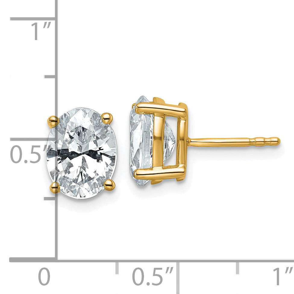 14K Yellow Gold 3 ct Certified Lab-Created Diamond VS+ F+, Oval-Cut 4-Prong Stud Earrings