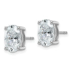 14K White Gold 4 ct Certified Lab-Created Diamond VS+ F+, Oval-Cut 4-Prong Stud Earrings