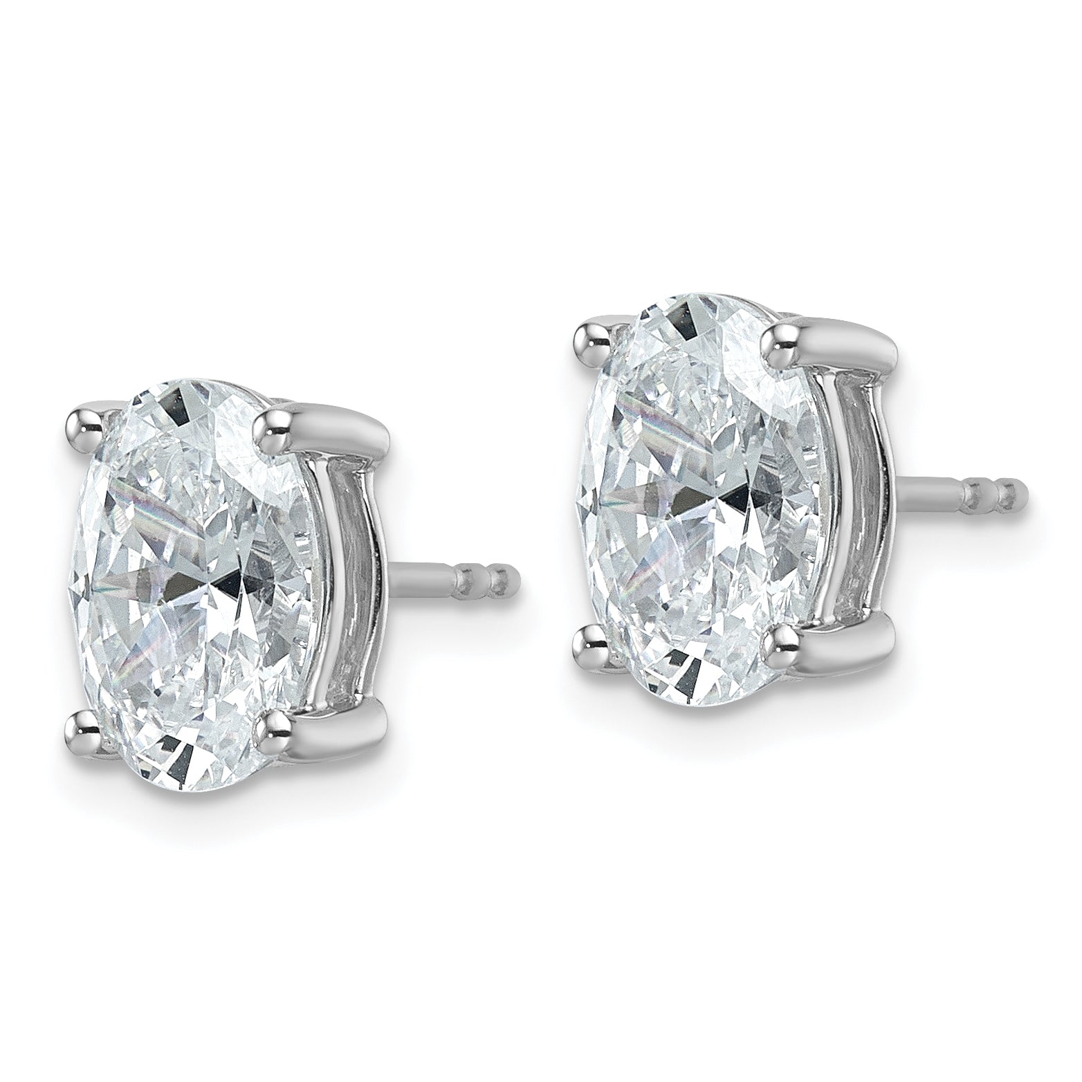 14K White Gold 4 ct Lab-Created Diamond VS+ F+, Oval-Cut 4-Prong Stud Earrings