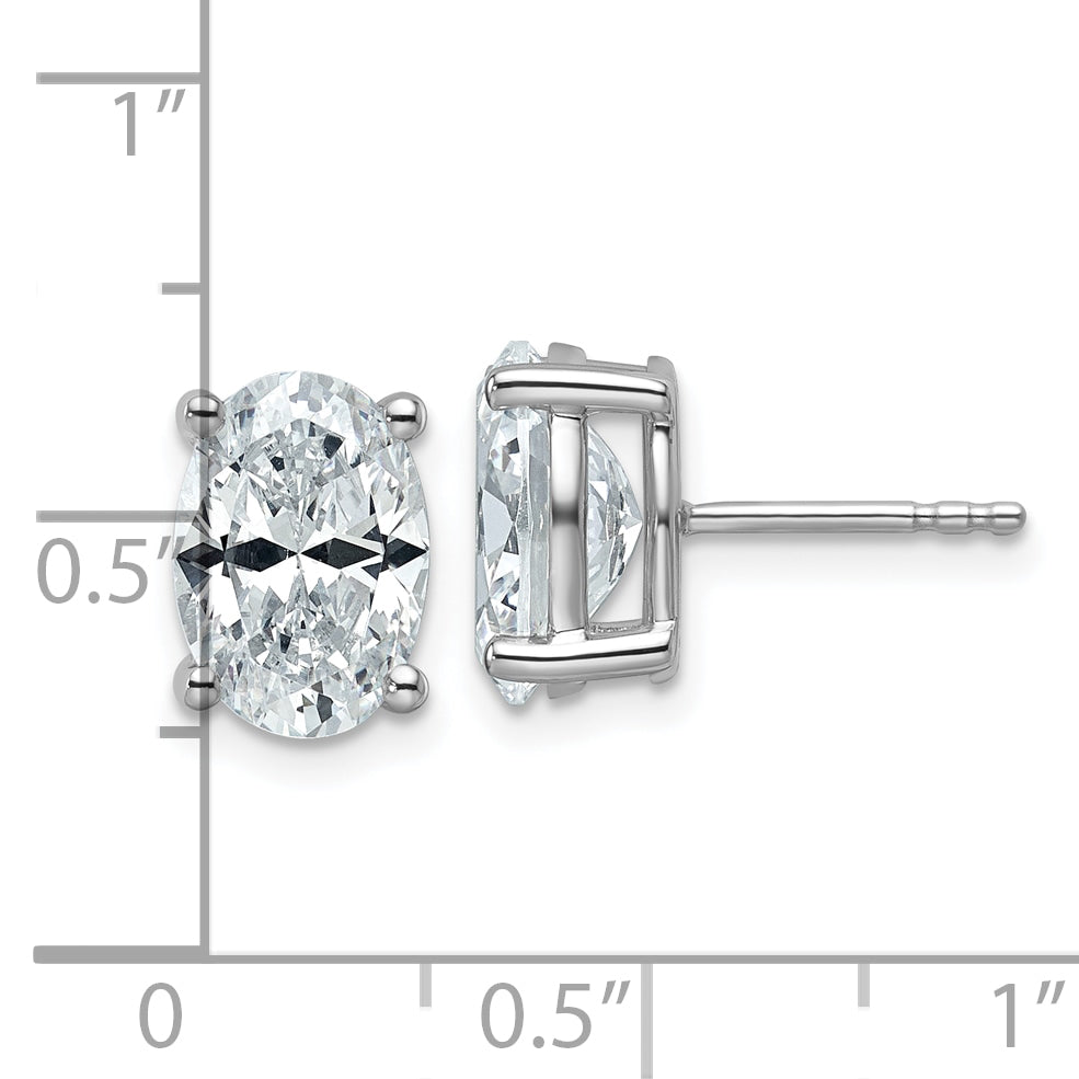 14K White Gold 4 ct Certified Lab-Created Diamond VS+ F+, Oval-Cut 4-Prong Stud Earrings