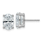14K White Gold 4 ct Lab-Created Diamond VS+ F+, Oval-Cut 4-Prong Stud Earrings
