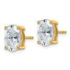 14K Yellow Gold 4 ct Lab-Created Diamond VS/SI+ G+, Oval-Cut 4-Prong Stud Earrings