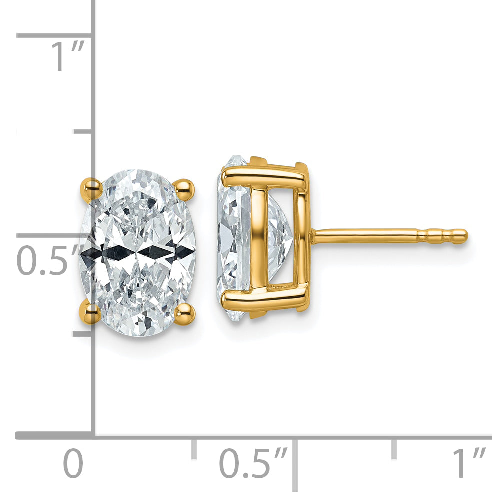 14K Yellow Gold 4 ct Lab-Created Diamond VS/SI+ G+, Oval-Cut 4-Prong Stud Earrings