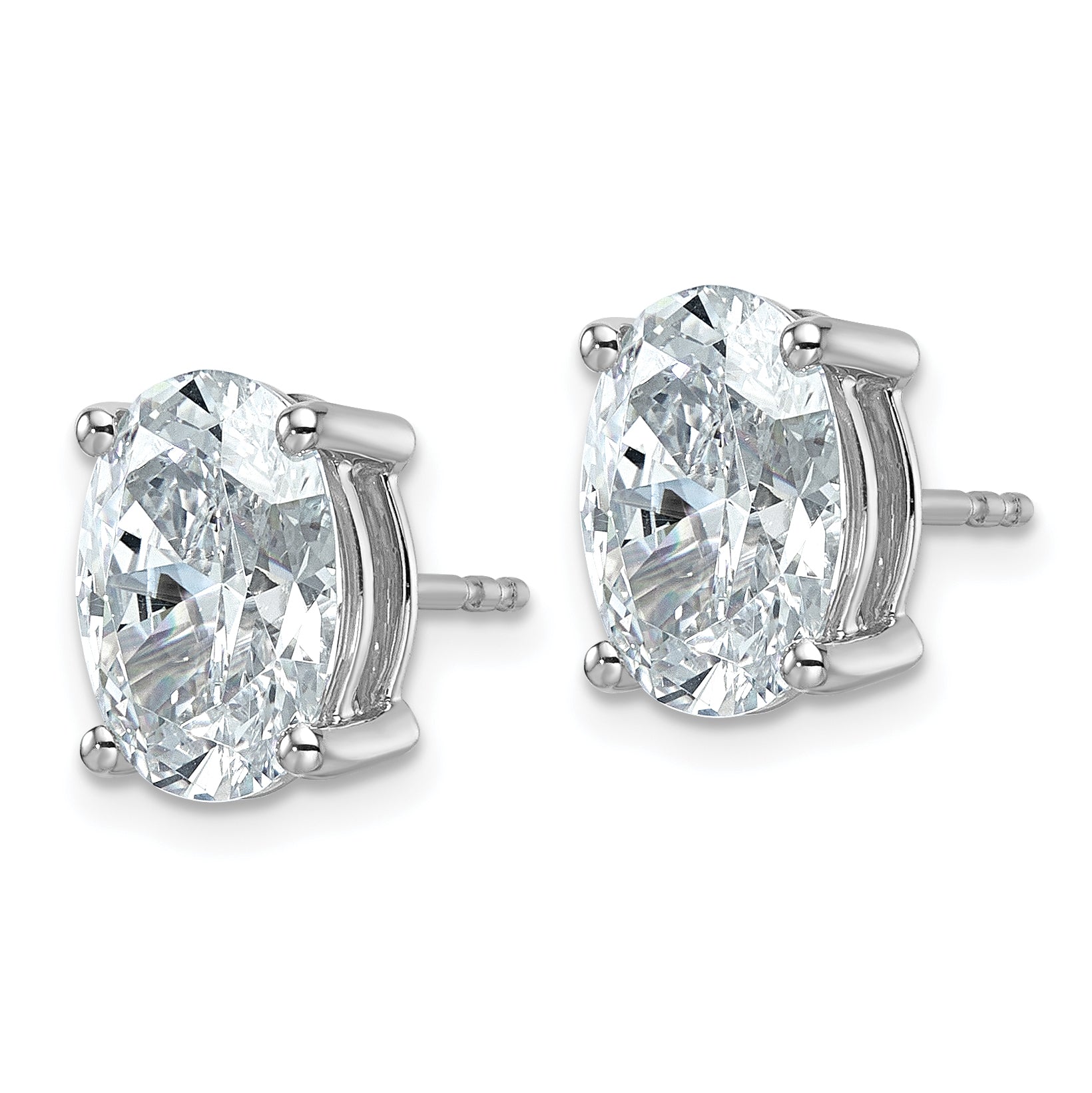 14K White Gold 5 ct Certified Lab-Created Diamond VS/SI+ G+, Oval-Cut 4-Prong Stud Earrings