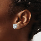 14K White Gold 5 ct Certified Lab-Created Diamond VS+ F+, Oval-Cut 4-Prong Stud Earrings