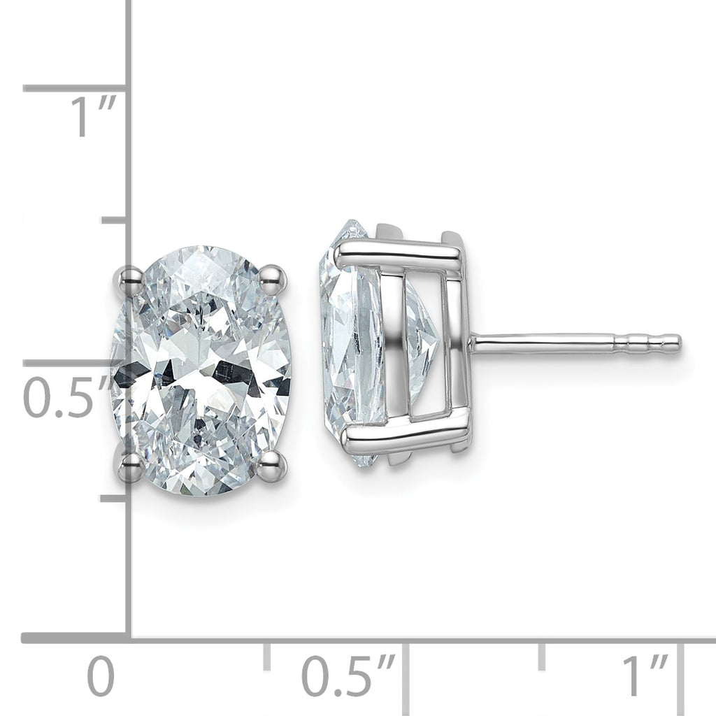 14K White Gold 5 ct Certified Lab-Created Diamond VS/SI+ G+, Oval-Cut 4-Prong Stud Earrings